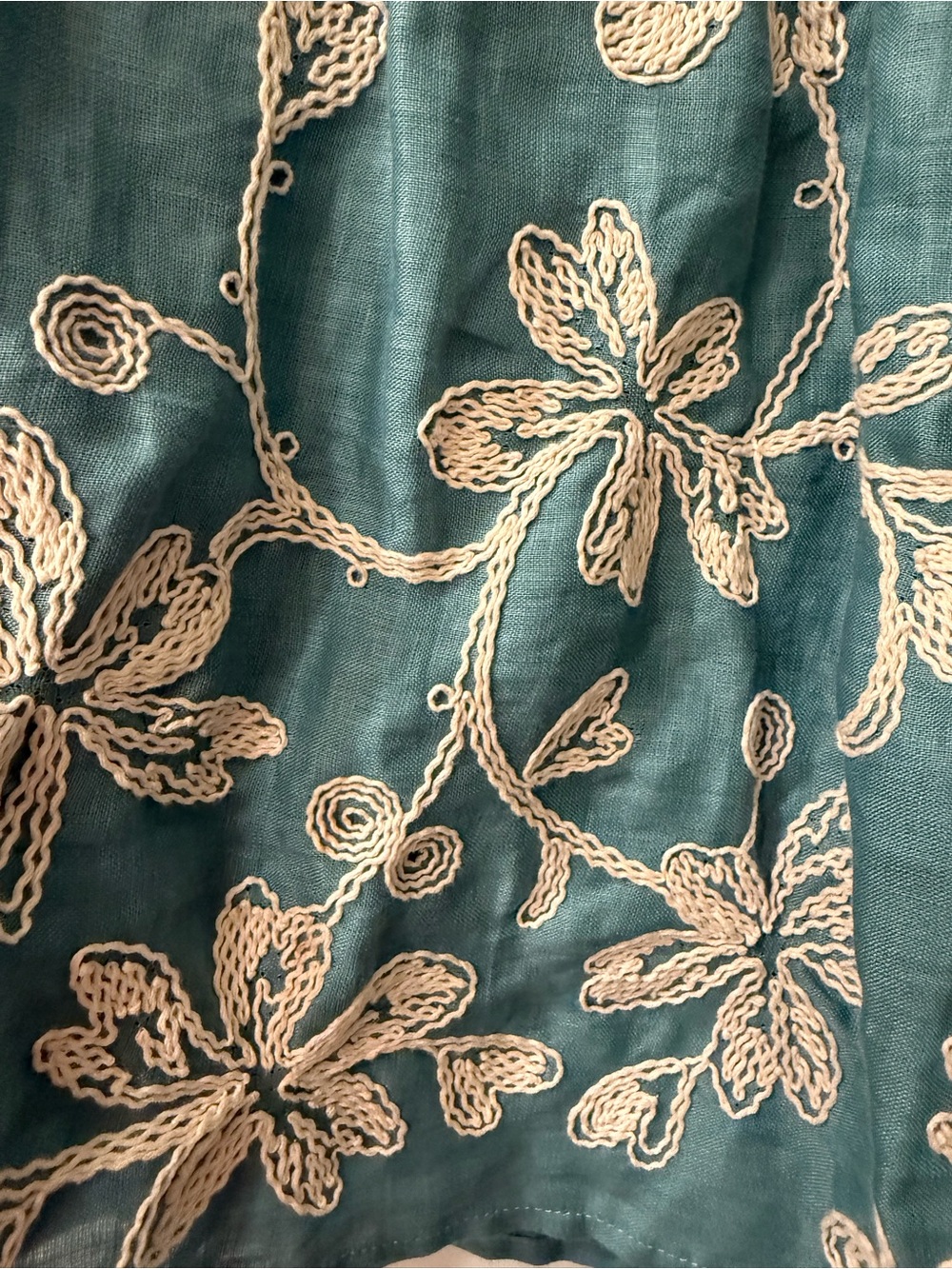Embroidered Teal A-Line Skirt - Picture 3 of 4